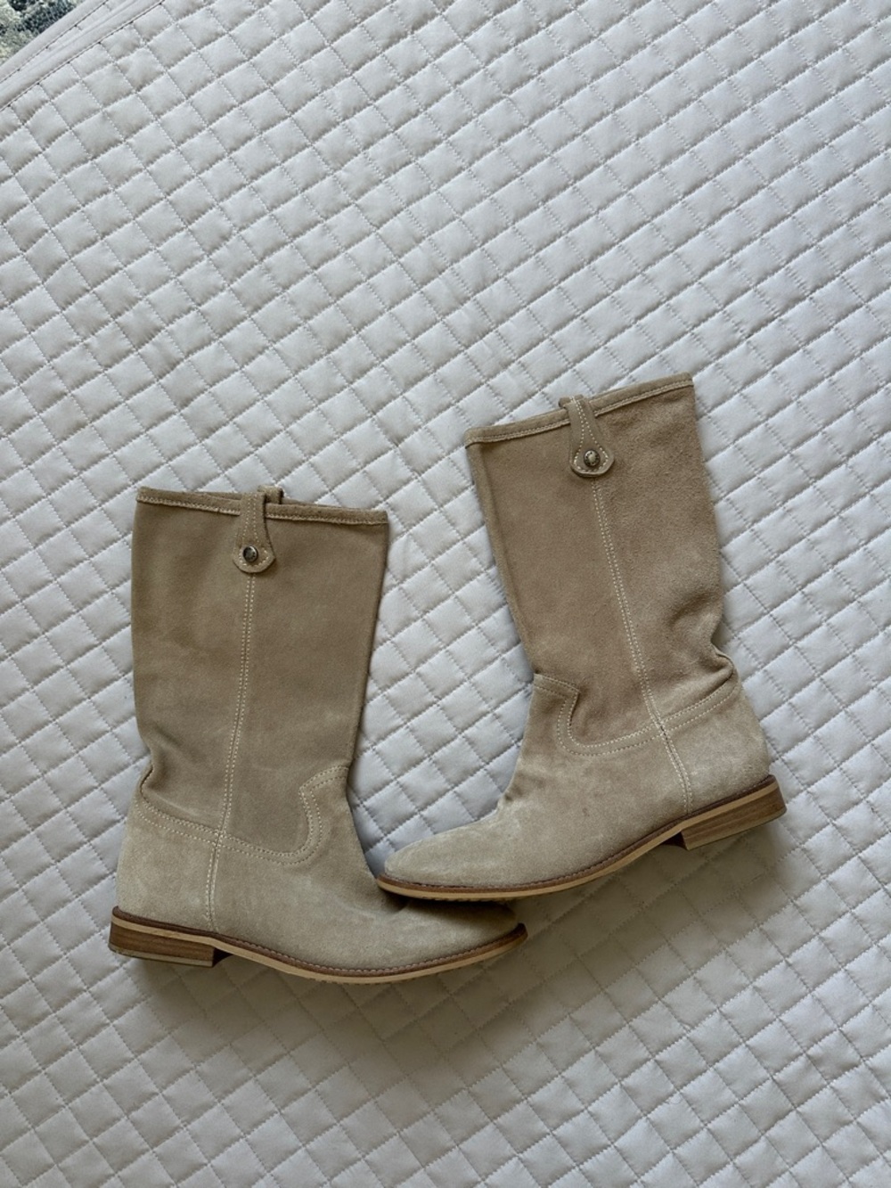 Geox Beige Suede Lace-Up Mid-Calf Boots - Picture 2 of 11